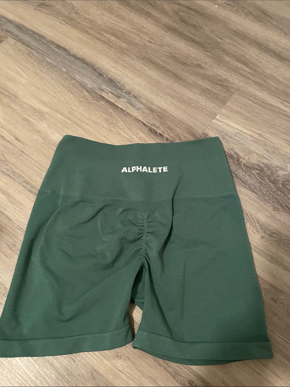 Alphalete Dark Green High-Waist Scrunch Bike Shorts